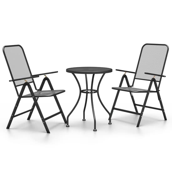 Dania Small Round Metal Mesh 3 Piece Dining Set In Anthracite_2