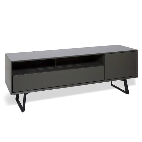 Daniel Large TV Stand In Charcoal Grey With Flap Door_2