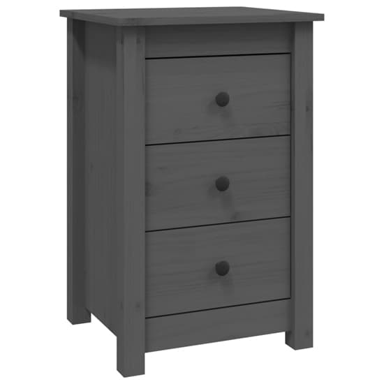 Danik Pine Wood Bedside Cabinet With 3 Drawers In Grey_3