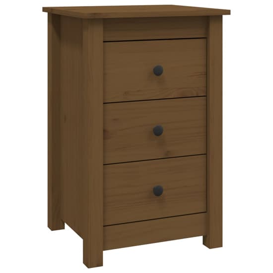 Danik Pine Wood Bedside Cabinet With 3 Drawers In Honey Brown_3