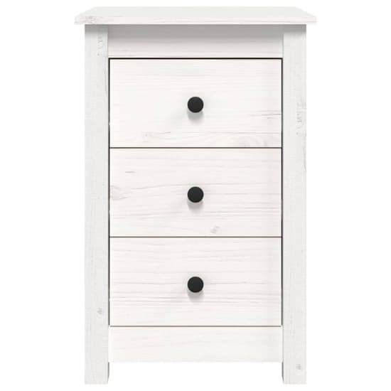 Danik Pine Wood Bedside Cabinet With 3 Drawers In White_4