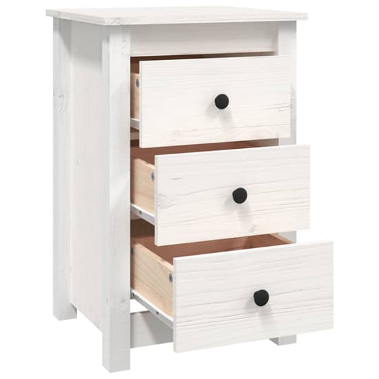 Danik Pine Wood Bedside Cabinet With 3 Drawers In White_5