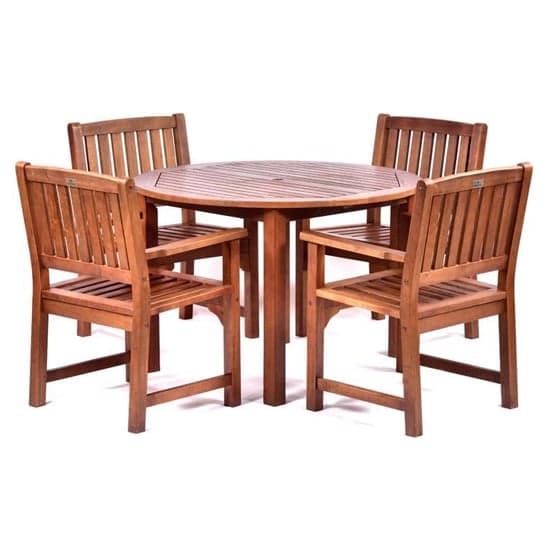 Danil Hardwood Dining Table Round And 4 Armchairs_2