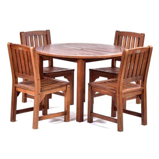 Danil Hardwood Dining Table Round And 4 Side Chairs_2