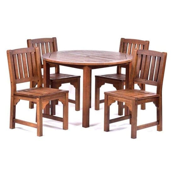 Danil Hardwood Dining Table Round And 4 Side Chairs_1