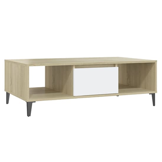 Danya Rectangular Wooden Coffee Table In White And Sonoma Oak_3