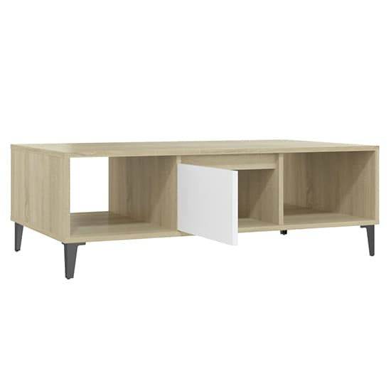 Danya Rectangular Wooden Coffee Table In White And Sonoma Oak_4