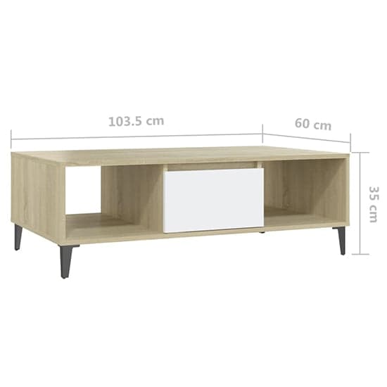 Danya Rectangular Wooden Coffee Table In White And Sonoma Oak_5