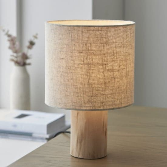 Darbun Fabric Shade Table Lamp With Wooden Base_2