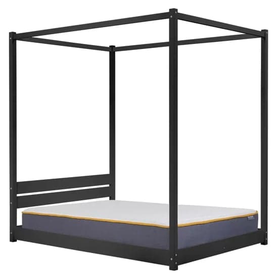 Darian Four Poster Wooden Double Bed In Black_3