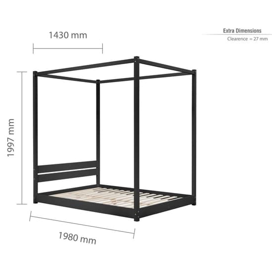 Darian Four Poster Wooden Double Bed In Black_7