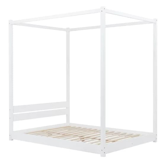 Darian Four Poster Wooden Double Bed In White_4