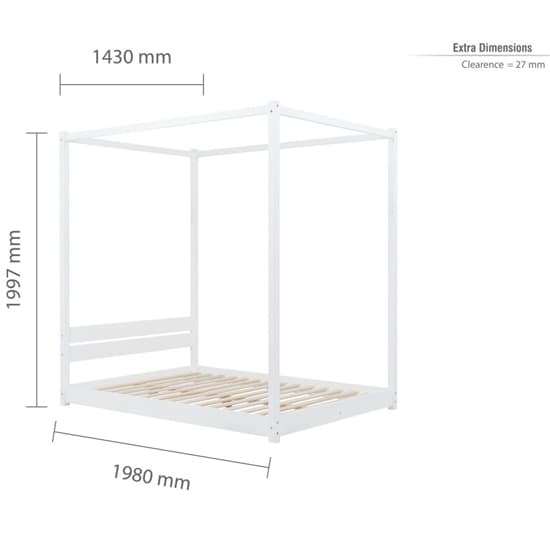 Darian Four Poster Wooden Double Bed In White_7