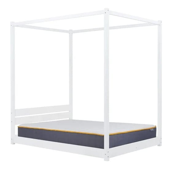 Darian Four Poster Wooden King Size Bed In White_3