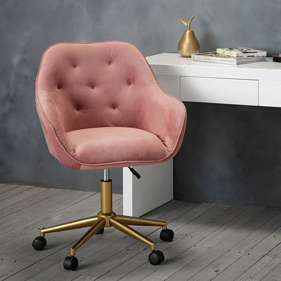 Darian Velvet Home And Office Chair In Pink Furniture in Fashion