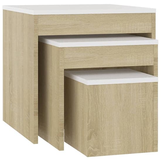 Darice Wooden Nest Of 3 Tables In White And Sonoma Oak_2
