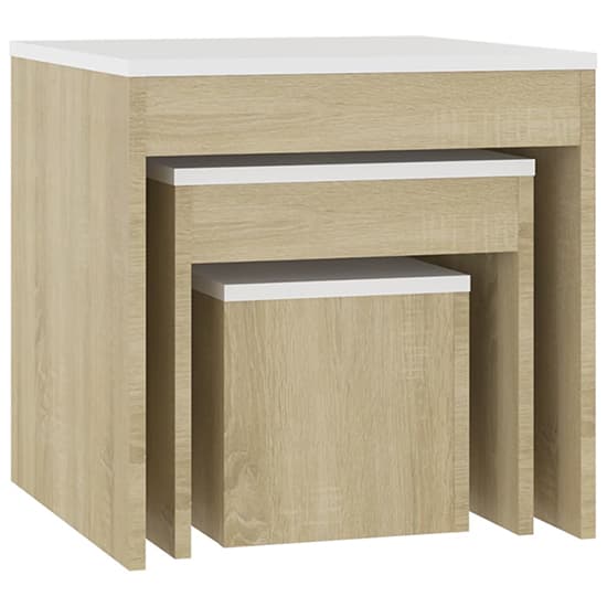 Darice Wooden Nest Of 3 Tables In White And Sonoma Oak_3