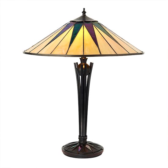 Dark Star 2 Lights Tiffany Glass Table Lamp In Dark Bronze_2