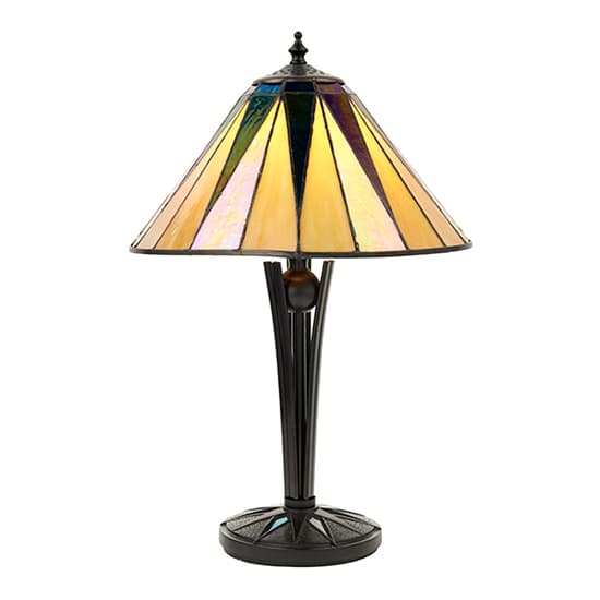 Dark Star Small Tiffany Glass Table Lamp In Matt Black_4