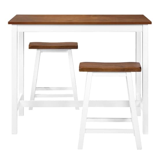 Darla Wooden Bar Table With 2 Bar Stools In Brown And White_4