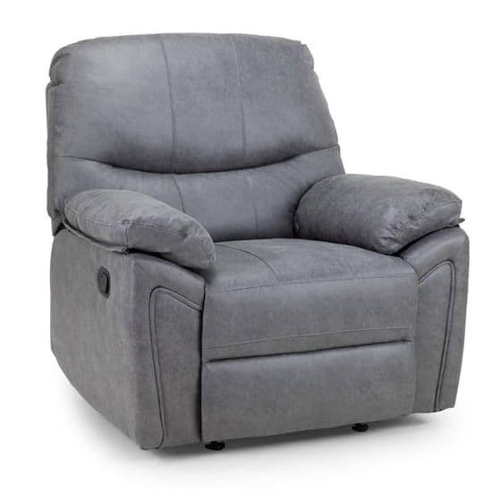 Darrin Faux Leather Recliner Armchair In Grey