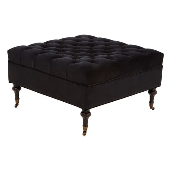 Dartford Square Upholstered Velvet Footstool In Onyx Black_2