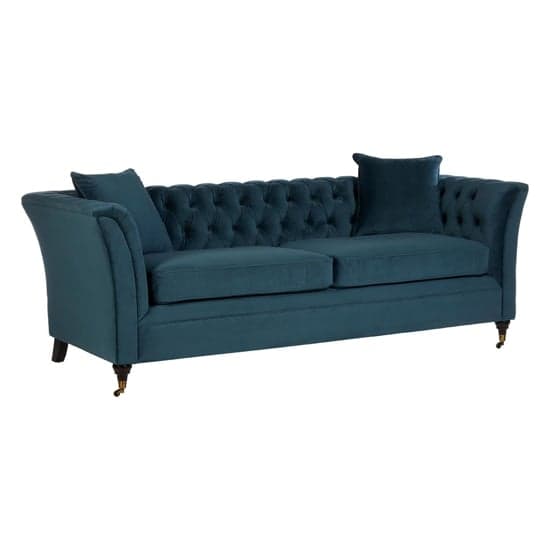 Dartford Upholstered Velvet 3 Seater Sofa In Midnight Blue