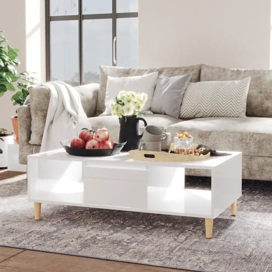 Dastan High Gloss Coffee Table With 1 Door In White_1