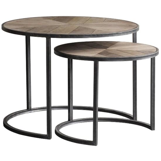 Daugla Wooden Set Of 2 Coffee Tables With Metal Base In Natural_2