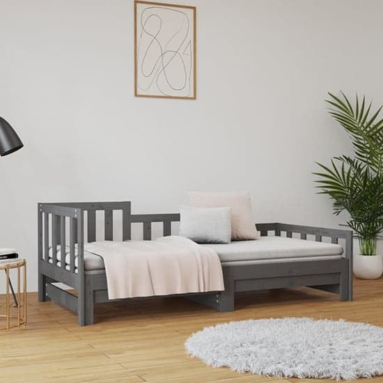 Davey Solid Pinewood Pull-Out Single Day Bed In Grey_2