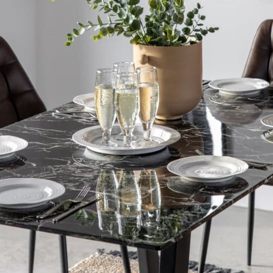 Davidsan Rectangular Glass Dining Table In Black Marble Effect_5