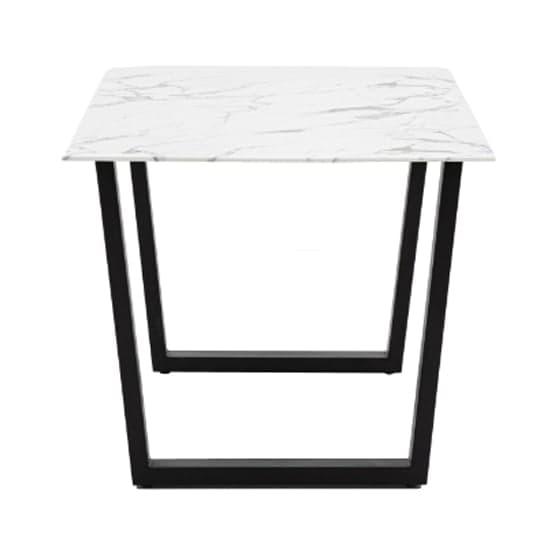 Davidsan Rectangular Glass Dining Table In White Marble Effect_3