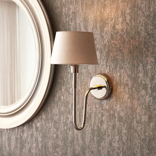 Davis And Cici Grey Tapered Shade Wall Light In Bright Nickel_2