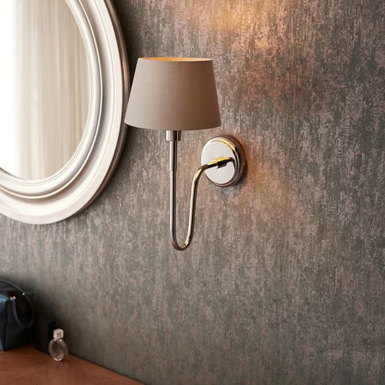 Davis And Cici Grey Tapered Shade Wall Light In Bright Nickel_3