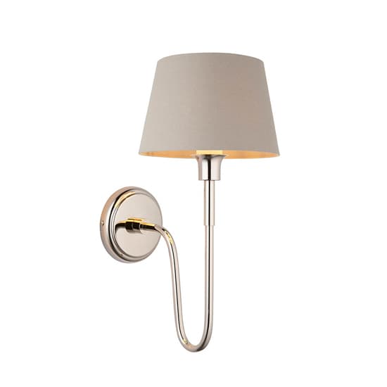 Davis And Cici Grey Tapered Shade Wall Light In Bright Nickel_4