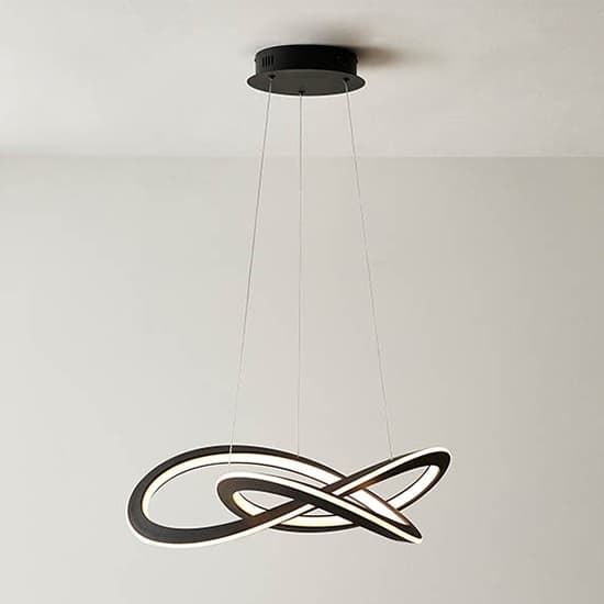 Davis LED Ceiling Pendant Light In Textured Black With Diffuser_1