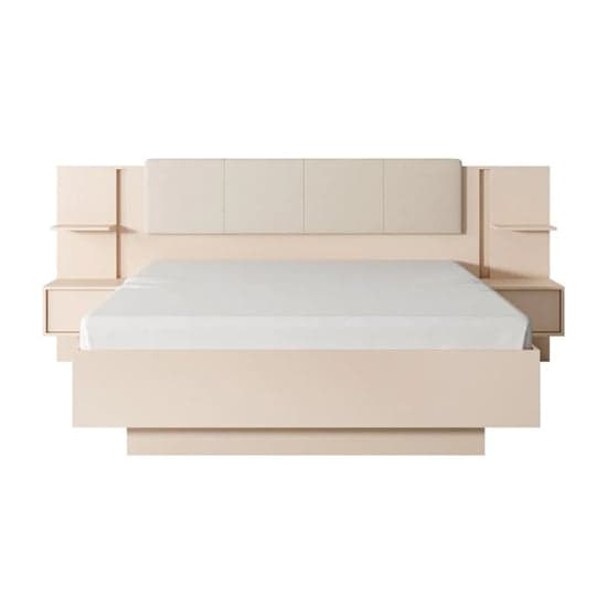 Davis Ottoman King Size Bed Bedside Cabinets In Beige With LED_5