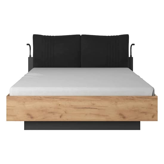 Davis Wooden Ottoman King Size Bed In Golden Oak And LED_3