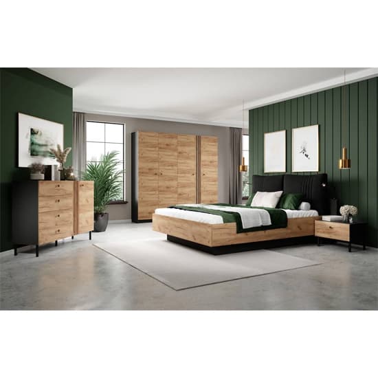 Davis Wooden Ottoman King Size Bed In Golden Oak And LED_4