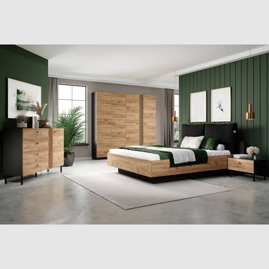 Davis Wooden Wardrobe With 4 Hinged Doors In Golden Oak And LED_4
