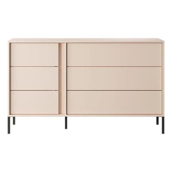 Davis Wooden Chest Of 6 Drawers In Beige With LED_2