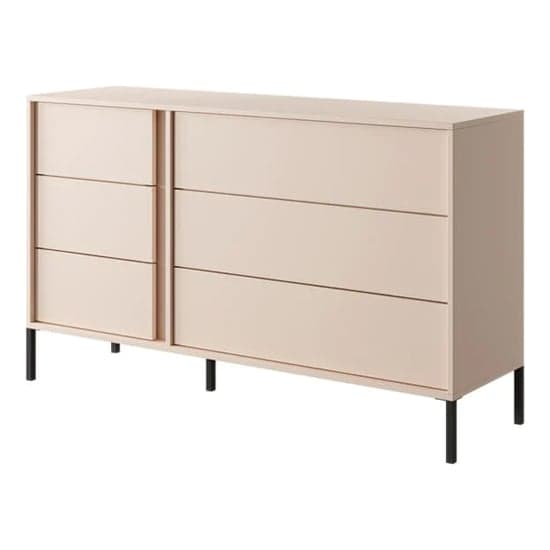 Davis Wooden Chest Of 6 Drawers In Beige With LED_3