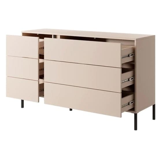 Davis Wooden Chest Of 6 Drawers In Beige With LED_4