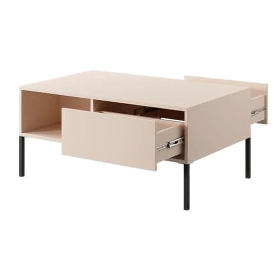 Davis Wooden Coffee Table With 2 Drawers In Beige_3