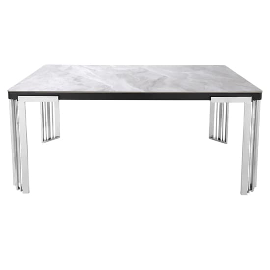 Davos Dining Table White Silver 4 Brixen Grey Faux Leather Chairs_3