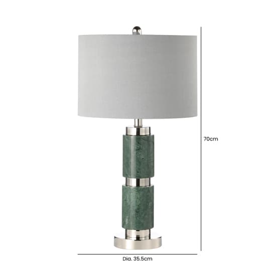 Davos Grey Faux Silk Shade Table Lamp With Dark Green Marble Base_2