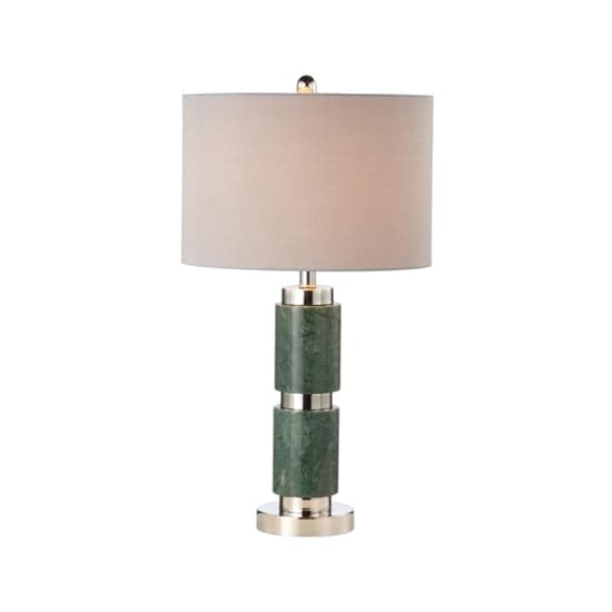 Davos Grey Faux Silk Shade Table Lamp With Dark Green Marble Base_3