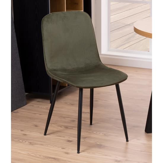 Davos Olive Green Fabric Dining Chairs In Pair Furniture in Fashion