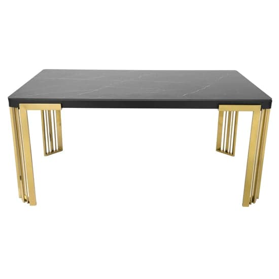 Davos Sintered Stone Dining Table In Black With Gold Frame_2