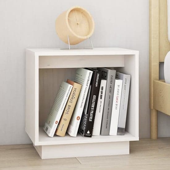 Dawes Solid Pinewood Bedside Cabinet In White_1